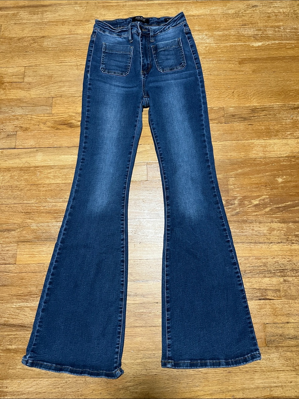 Judy Blue Flare Fit Jeans Patch Pockets Stretch Denim size 5/27